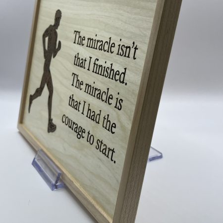 Jogger Engraved in Walnut Veneer on Maple, Framed