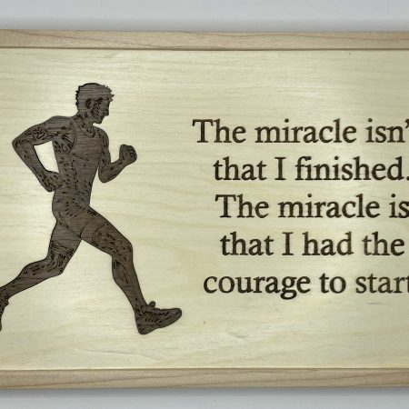 Jogger Engraved in Walnut Veneer on Maple, Framed