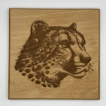 Cheetah Engraved on Beech, Wall Hanging