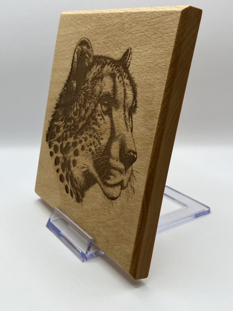 Cheetah Engraved on Beech, Wall Hanging
