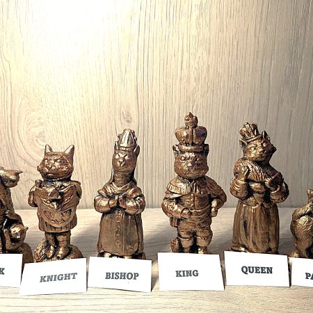 Cats themed Chess set, made to order in your choice of colour finishes