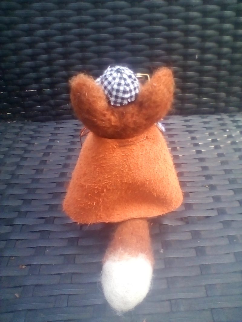 mini Mr sherlock fox in his cap and cloak