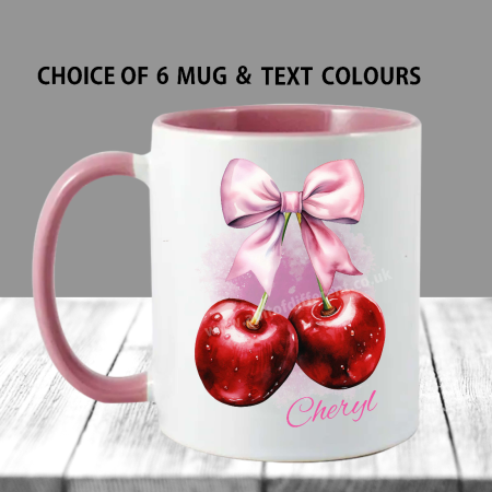 Cherry coquette Mug gift , Personalised cup , 'optional' Coaster , Free gift box