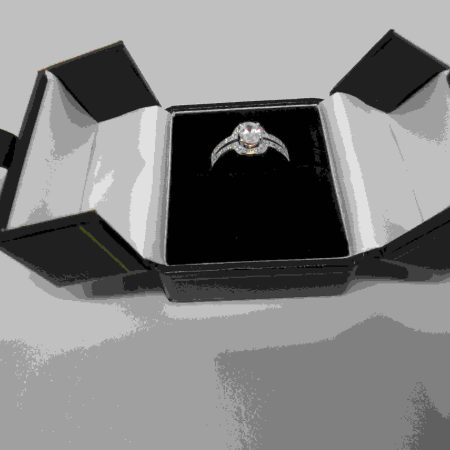 Ring Box Vintage, Antique Style Double Door, Press Stud Fastening, Gold Detailing on the Box.