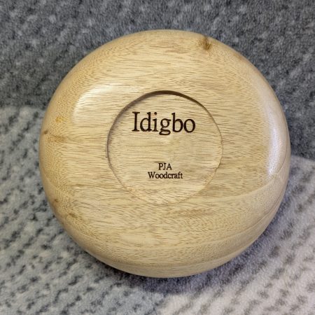 Small wood bowl made from Idigbo with an accent ring