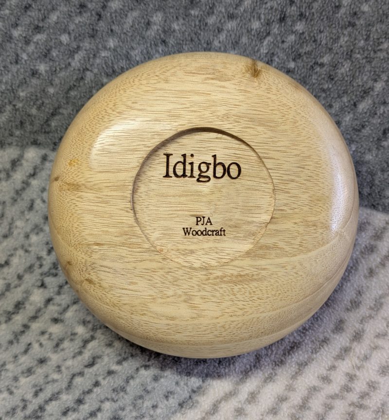 Small wood bowl made from Idigbo with an accent ring