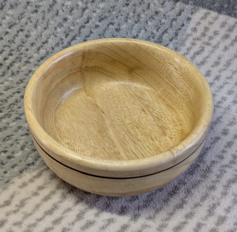 Small wood bowl made from Idigbo with an accent ring