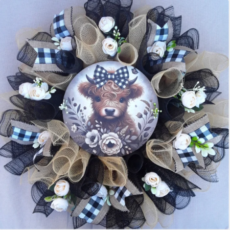 Highland Cow Door Wreath, Highland Cow Wall Decor, Highland Cow Decoration