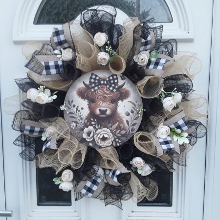 Highland Cow Door Wreath, Highland Cow Wall Decor, Highland Cow Decoration