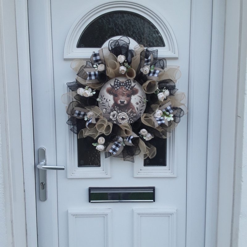 Highland Cow Door Wreath, Highland Cow Wall Decor, Highland Cow Decoration