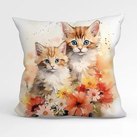 Charming Ginger Kittens in French Velvet Reversible Handmade Cushions