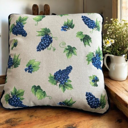 Rustic Farmhouse Style Grape Design Reversible Handmade Cushion