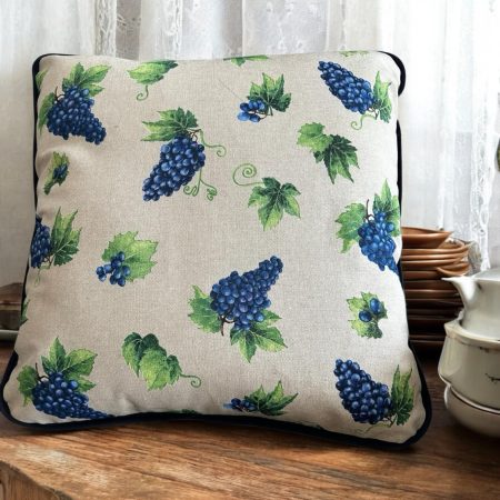 Rustic Farmhouse Style Grape Design Reversible Handmade Cushion