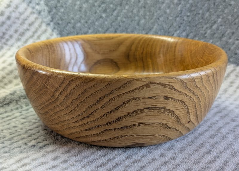 Hand turned wooden bowl made from oak