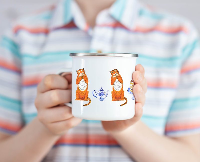Kids Enamel Mug Tiger Who Came to Tea Story Cute Children’s Mug for Boys & Girls Son Nephew Gift