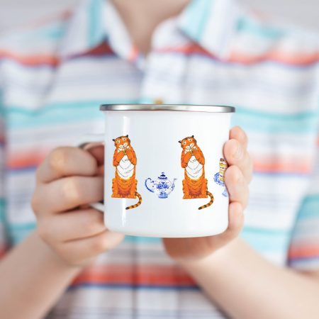 Kids Enamel Mug Tiger Who Came to Tea Story Cute Children’s Mug for Boys & Girls Son Nephew Gift