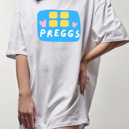 Preggs Oversized Maternity T-Shirt Comfy, Funny Pregnancy Baby Shower Gift for Pregnant Bestie