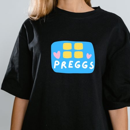 Preggs Oversized Maternity T-Shirt Comfy, Funny Pregnancy Baby Shower Gift for Pregnant Bestie