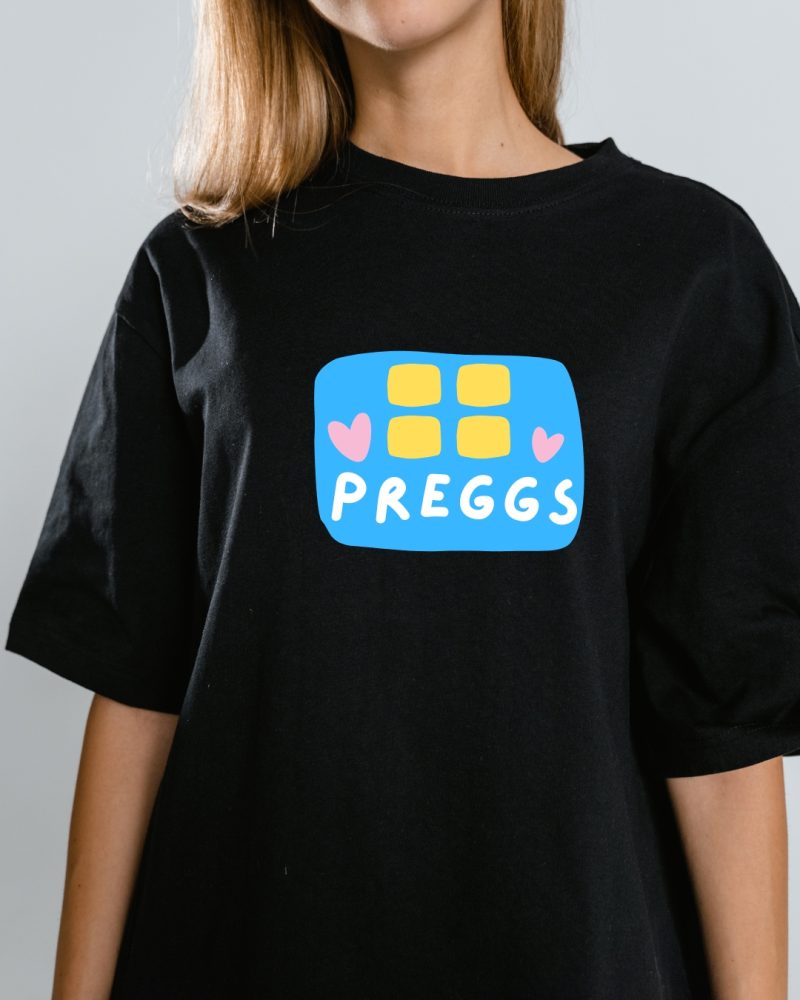 Preggs Oversized Maternity T-Shirt Comfy, Funny Pregnancy Baby Shower Gift for Pregnant Bestie