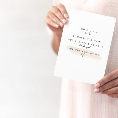5x7" Mother or Father of the Bride Card from Bride – Minimalist, Heartfelt Keepsake card