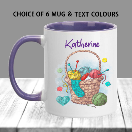 Knitting Mug gift , Personalised cup , 'optional' Coaster , Free gift box