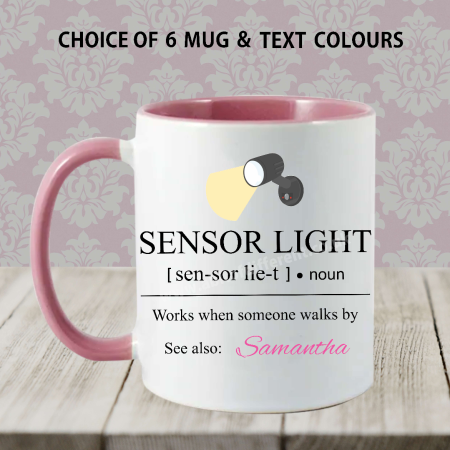 Sensor Light Joke Mug gift , Personalised cup , 'optional' Coaster , Free gift box