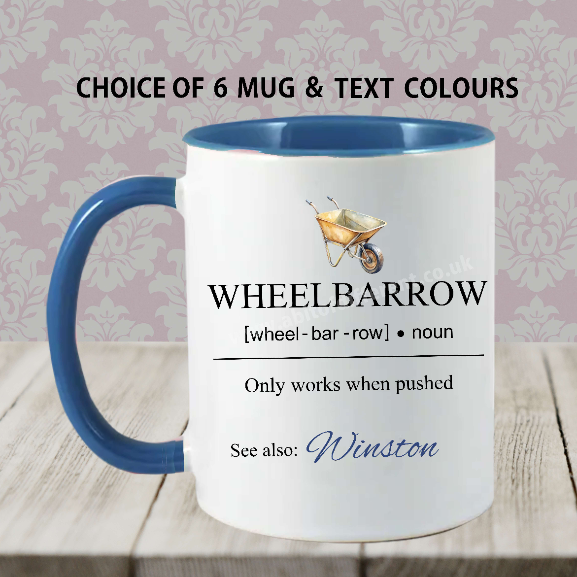 Wheelbarrow Joke Mug gift , Personalised cup , 'optional' Coaster , Free gift box