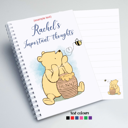 Winnie the Pooh Personalised notebook, unique gift , notepad, lined or unlined corner image