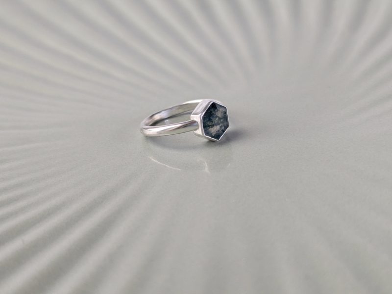 Moss Agate and Recycled Sterling Silver Ring