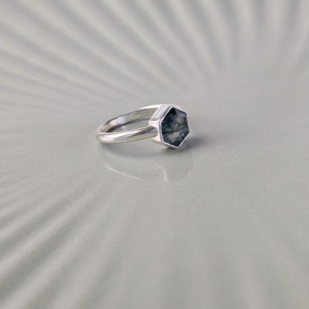 Moss Agate and Recycled Sterling Silver Ring