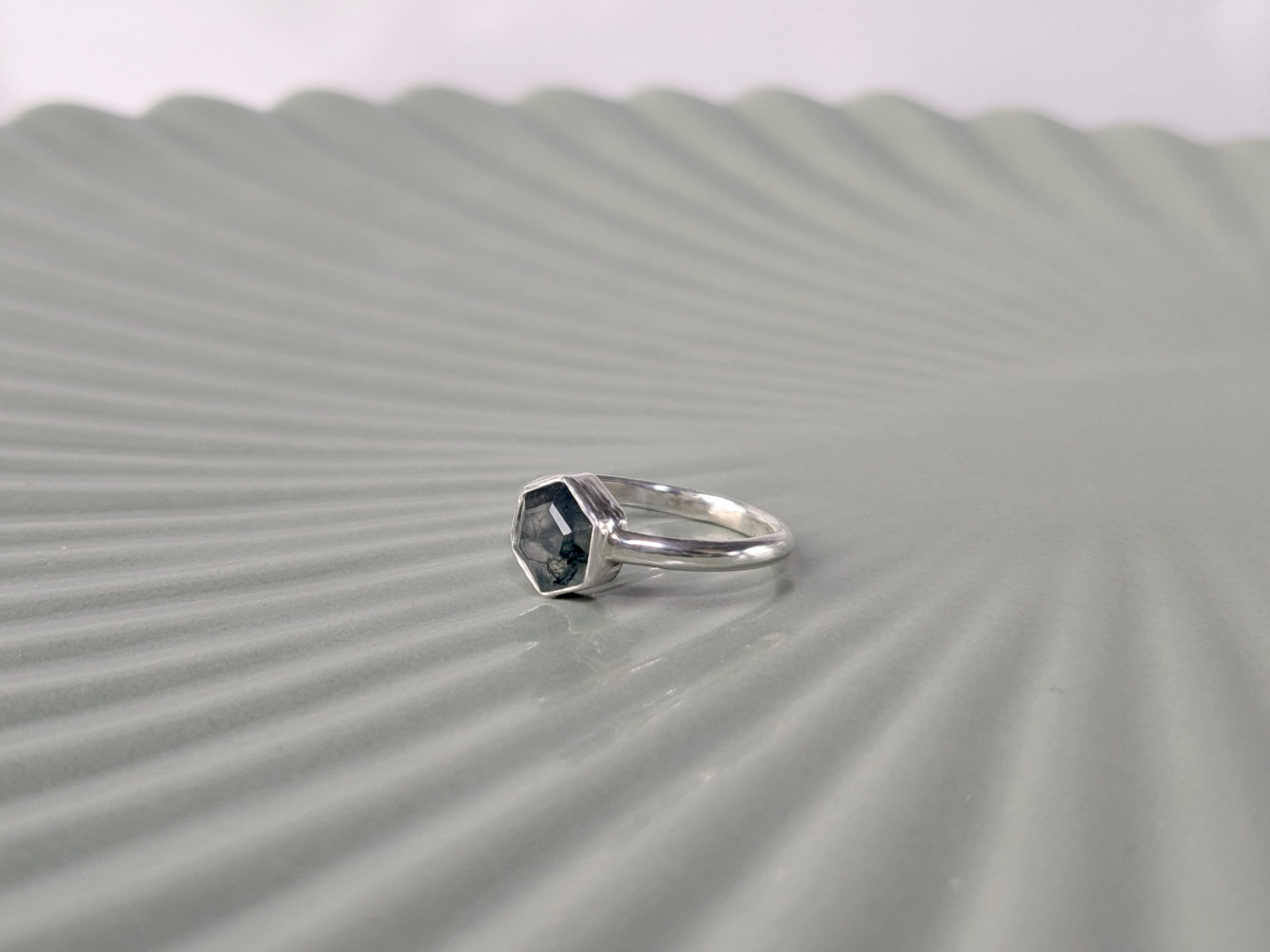 Moss Agate and Recycled Sterling Silver Ring