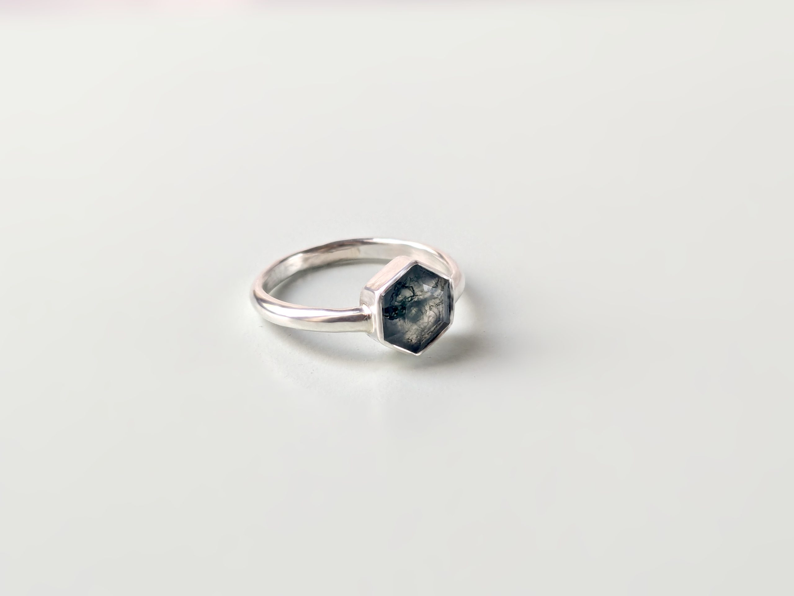 Moss Agate and Recycled Sterling Silver Ring