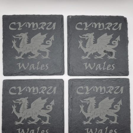 Personalise Slate Welsh Dragon Set Of 4