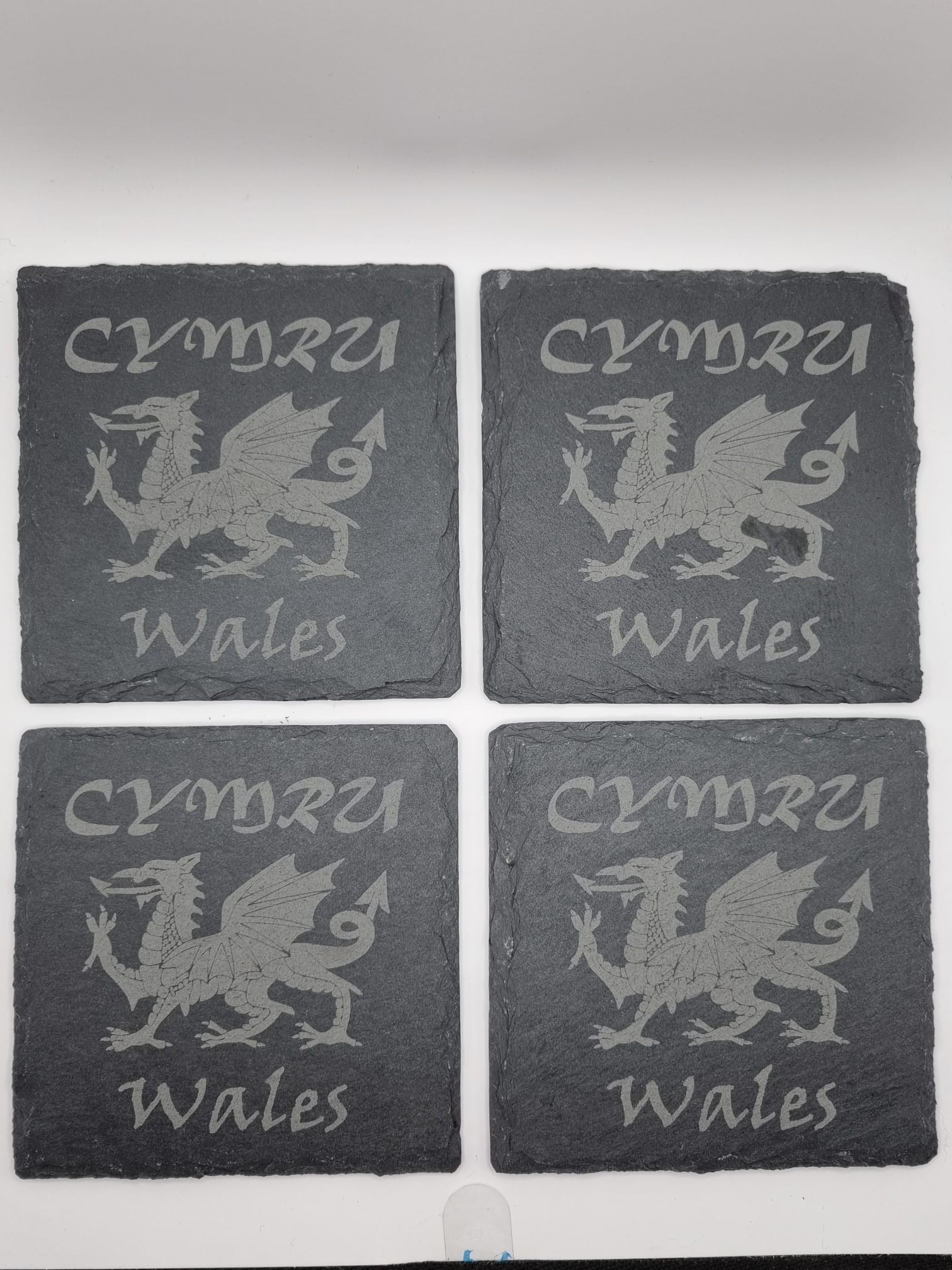 Personalise Slate Welsh Dragon Set Of 4