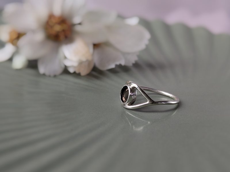 Smoky Quartz Eye Ring - Recycled Sterling Silver