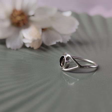 Smoky Quartz Eye Ring - Recycled Sterling Silver