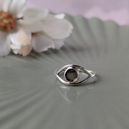 Smoky Quartz Eye Ring - Recycled Sterling Silver