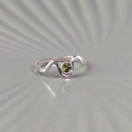 Peridot and Recycled Sterling Silver Wave Ring