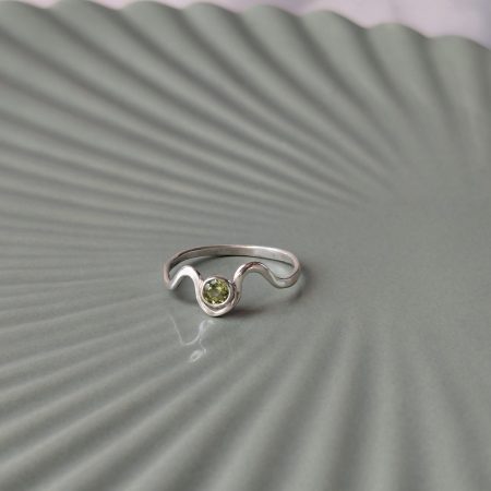 Peridot and Recycled Sterling Silver Wave Ring