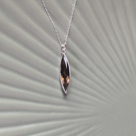 Recycled Silver and Smoky Quartz Marquise Pendant