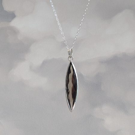 Smoky Quartz and Recycled Silver Marquise Pendant