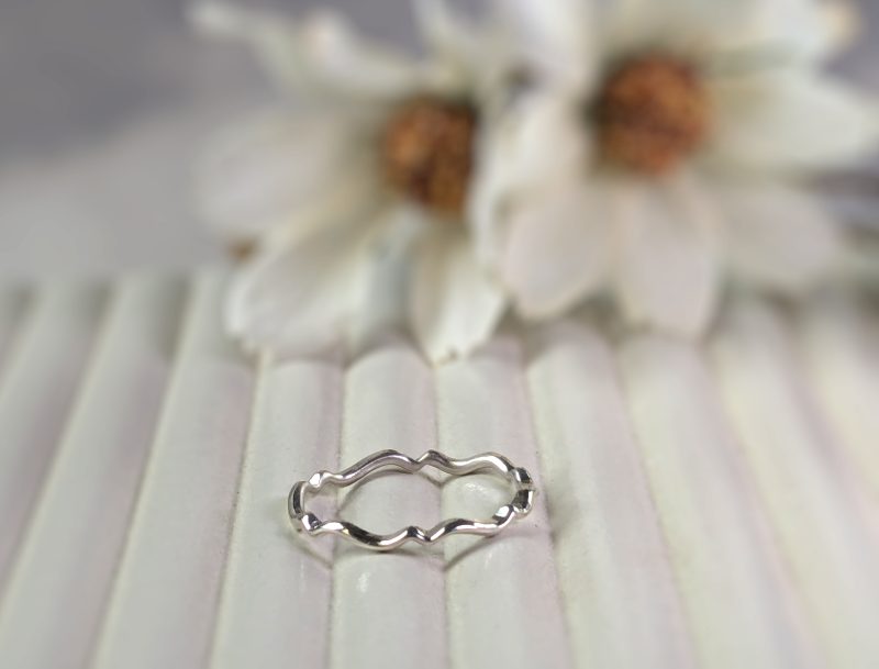 Wavy Recycled Sterling Silver Stacking Ring - 1.5mm