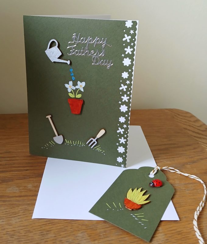 Father's Day handmade greetings card with gift tag