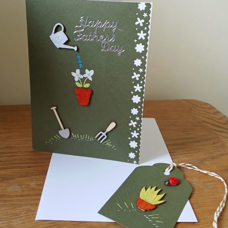 Father's Day handmade greetings card with gift tag