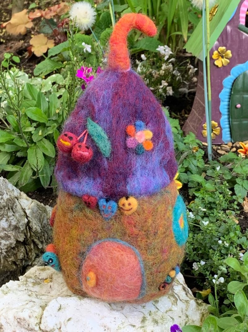 Needle Felted Acorn House, Felt House, Felted Cabin, Wool House