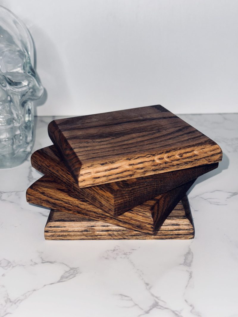 Square Oak Coasters with Charcoal Oil Finish