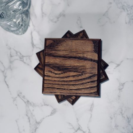 Square Oak Coasters with Charcoal Oil Finish