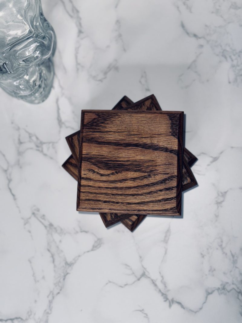 Square Oak Coasters with Charcoal Oil Finish