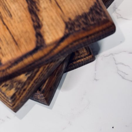 Square Oak Coasters with Charcoal Oil Finish