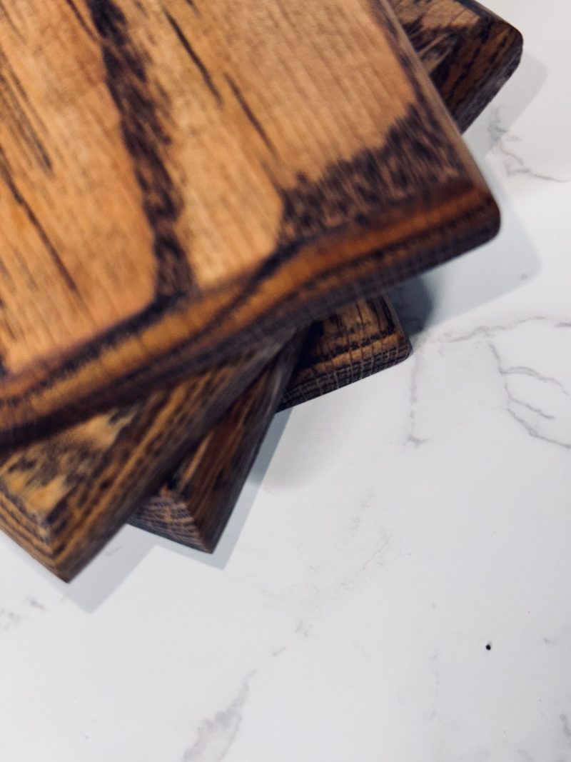 Square Oak Coasters with Charcoal Oil Finish